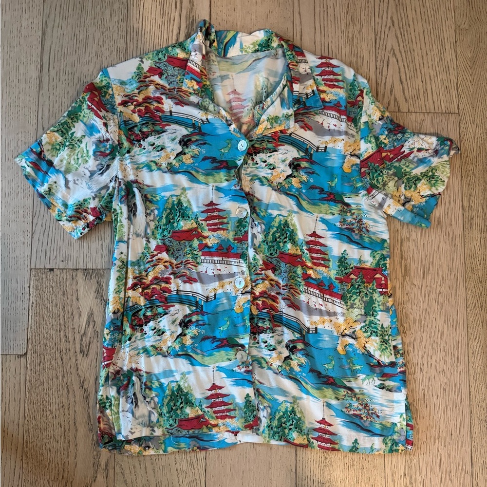 Colorful Short Sleeve Button-Up Shirt